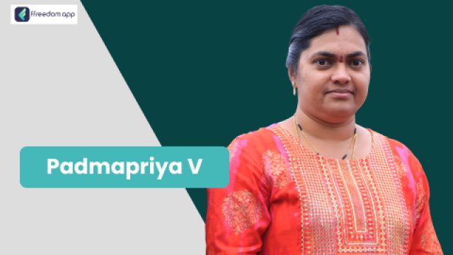 V. Padmapriya फ़्रीडम ऐप पर घरेलू व्यापार और केक और मिठाई व्यापार के मेंटर है।