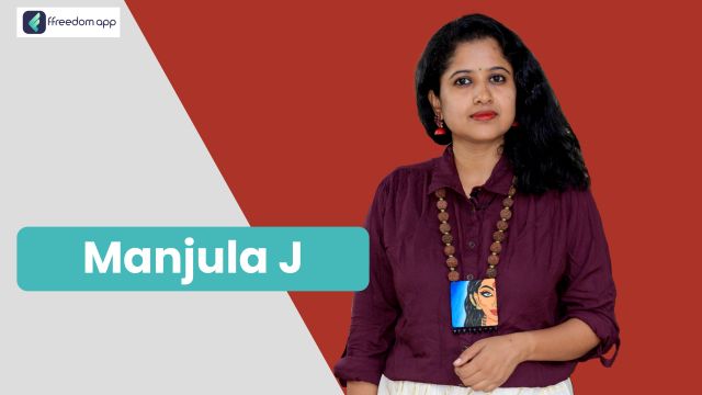 Manjula J फ़्रीडम ऐप पर हस्तशिल्प व्यापार, खेती की मूल बातें और फैशन और कपड़े व्यापार के मेंटर है।