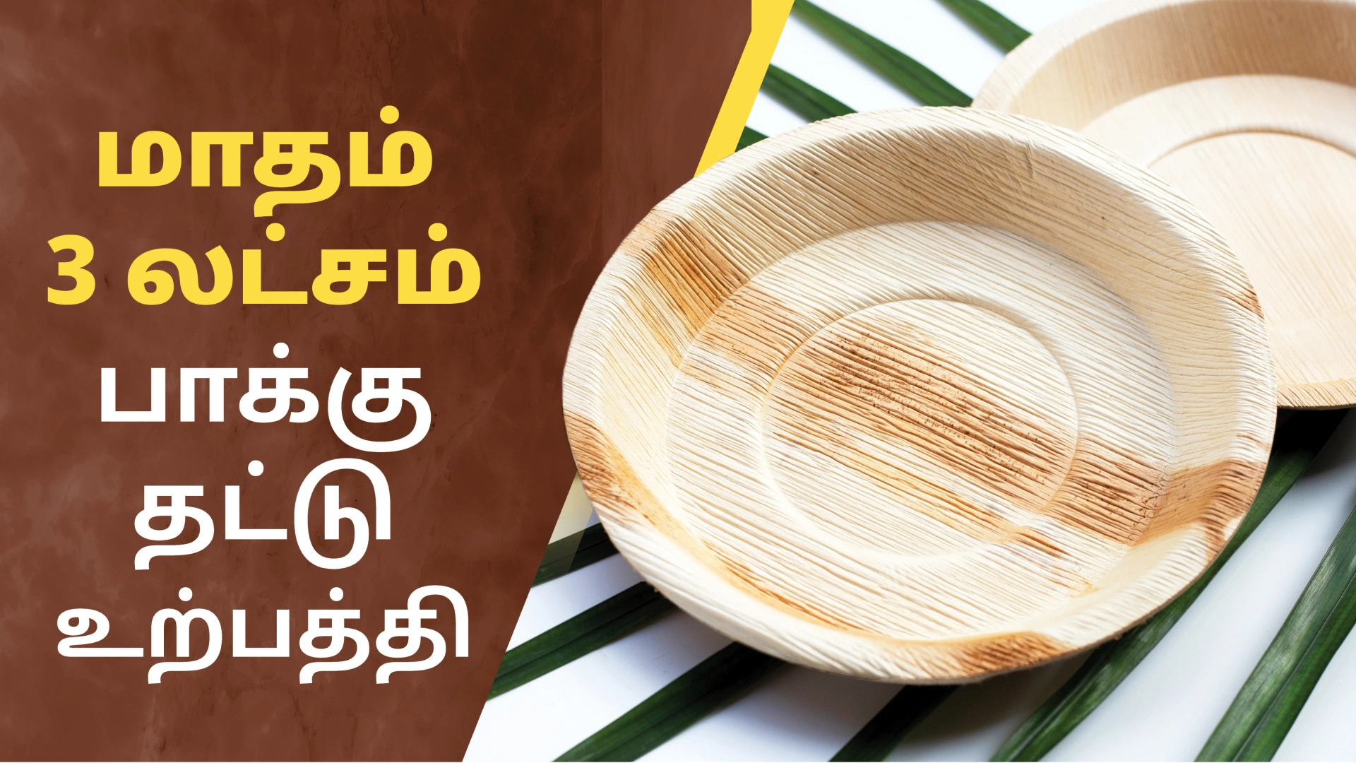 கோர்ஸ் டிரெய்லர்: அரேகா தட்டு தயாரிக்கும் தொழில் - மாதம் 3 லட்சம் வரை சம்பாதிக்கலாம். மேலும் தெரிந்து கொள்ள பார்க்கவும்.